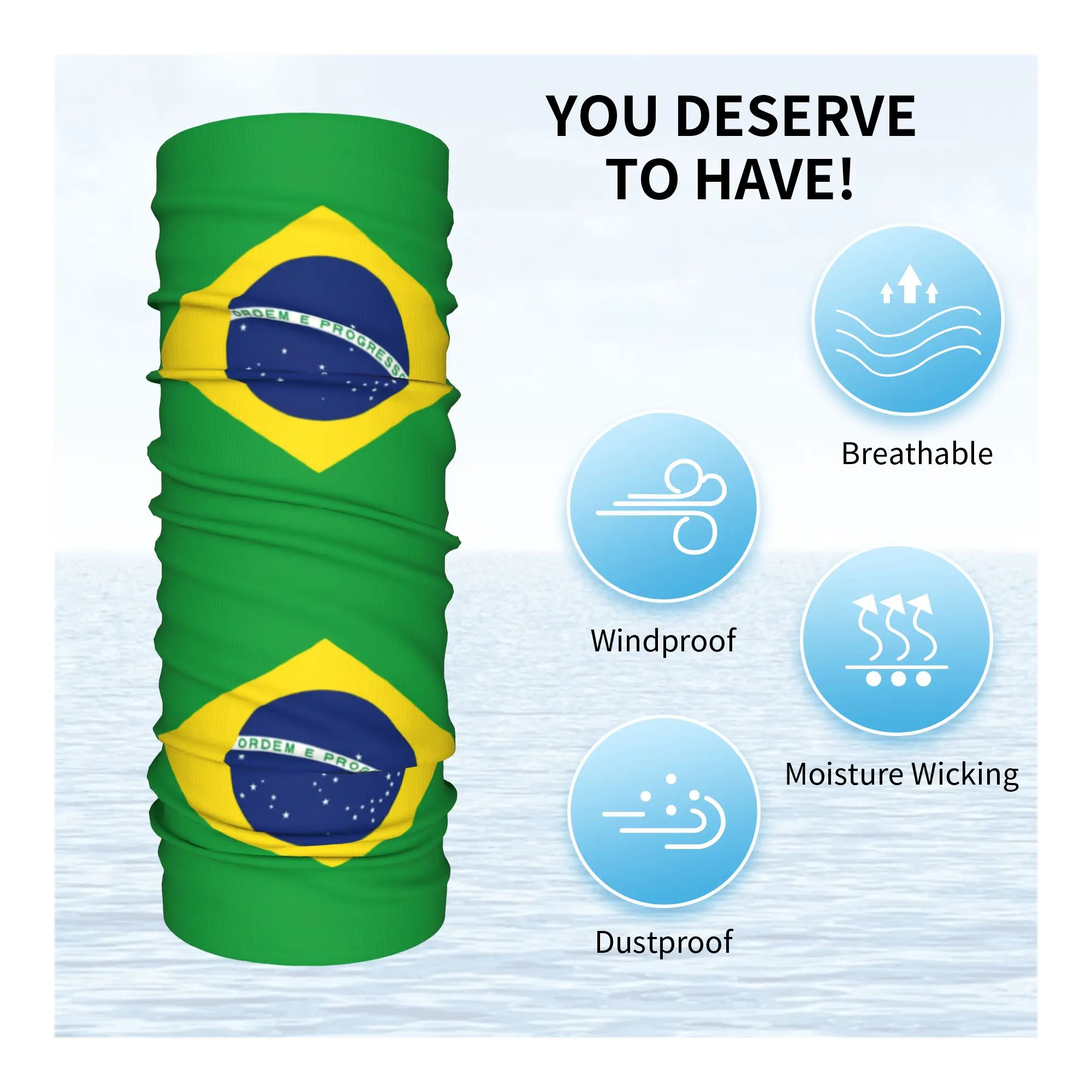 Custom Brazil Flag Bandana Neck Warmer Men Women Winter Ski Tube Scarf Gaiter  Face Cover - view 3