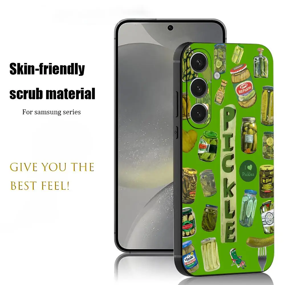 Funda de teléfono de pepinos encurtidos de marca para Samsung Galaxy S25 S24 S23 S22 S21 S20 Plus Ultra Note20 negro suave