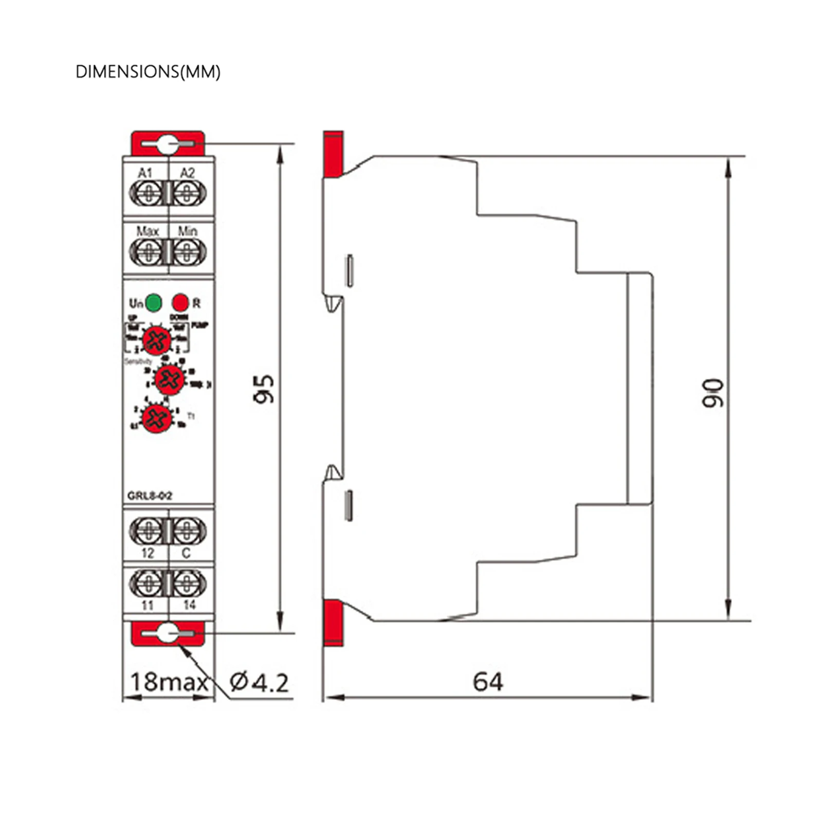GRL8-01 التحكم في مستوى السائل التتابع وحدة تحكم في المستوى المياه 10A AC / DC 24V-240V
