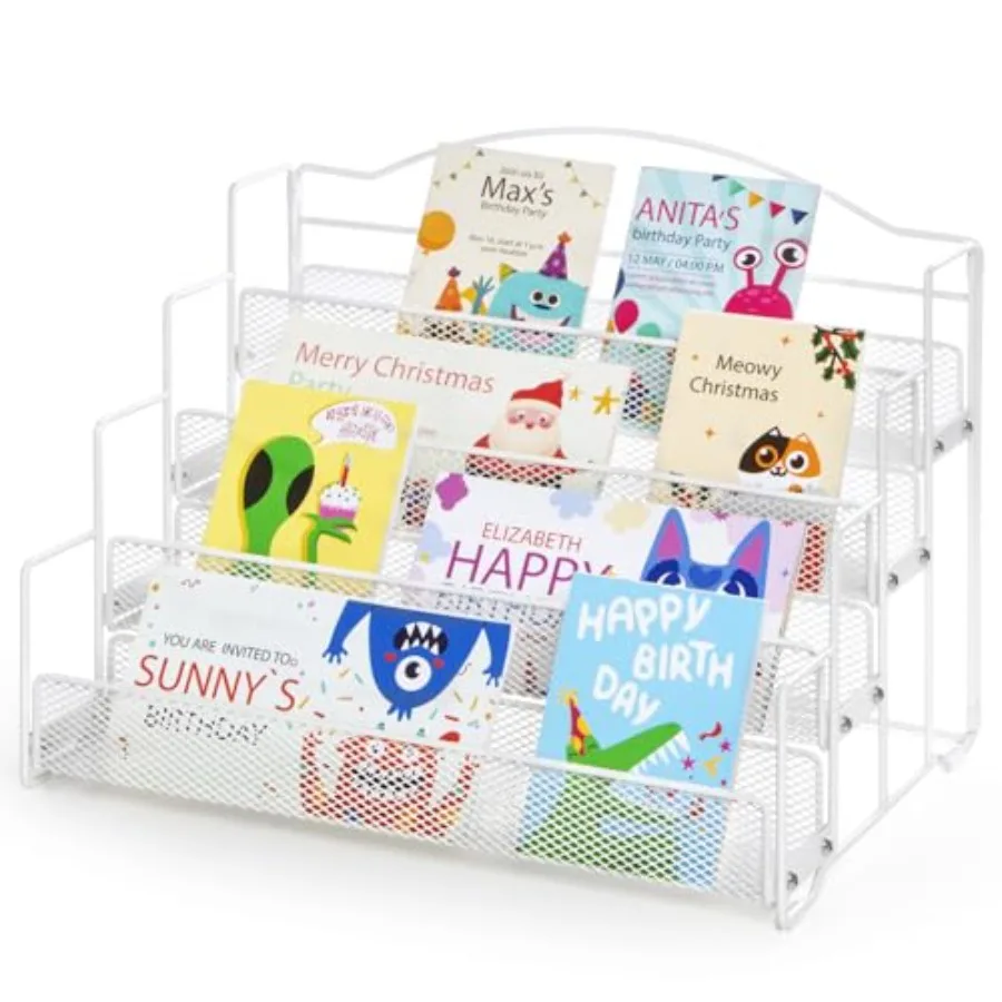 

Подставка для поздравительных открыток, органайзер, 4-уровневая стойка для открыток, наклейка, подставка для продавцов, розничная торговля, краска, ремесло, металл Wh