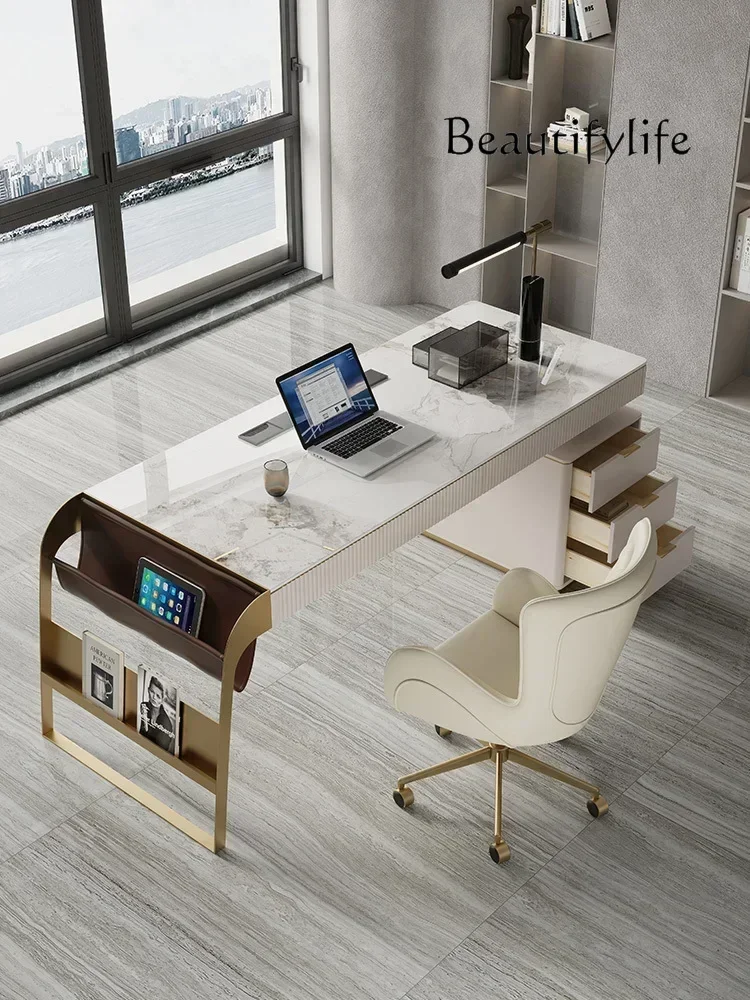 Light Luxury Designer Stone Plate Desk Bedroom Office Computer Desk Reception Table Desk