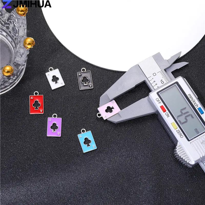 15pcs Enamel Charms Metal Poker Cards Charms Pendants For Jewelry Making Supplies Accessories DIY Handmade Bracelets Necklaces