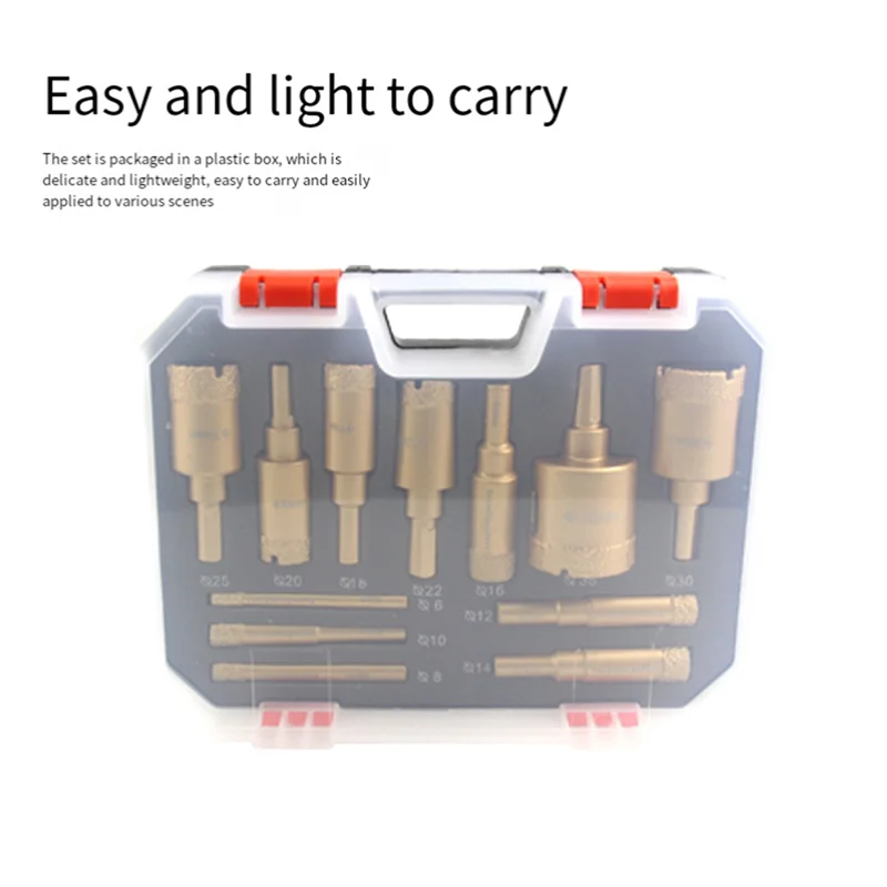 

A26F-12Pcs 6-35Mm Diamond Coated Drill Bits Hole Saw Kit For Marble Stone Tile