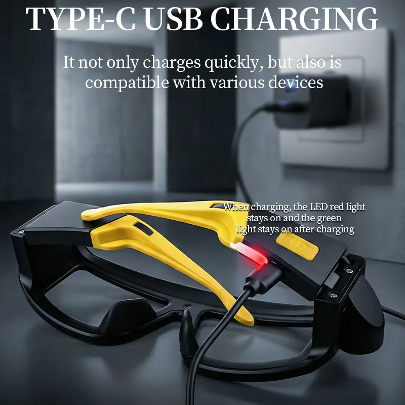Rechargeable COB LED Glasses Headlight TYPE C Waterproof Lightweight Adjustable Angle Work Lamp for Car Maintenance Repair view 3