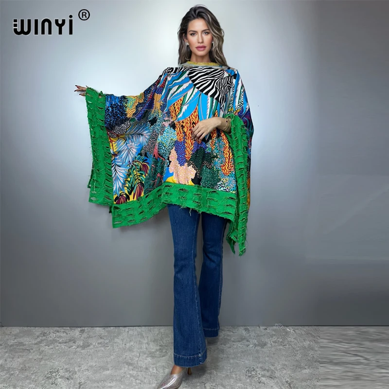 Winyi design original boho feminino férias praia cobrir vestido verão moda áfrica senhora kaftan vestido de noite beachwear