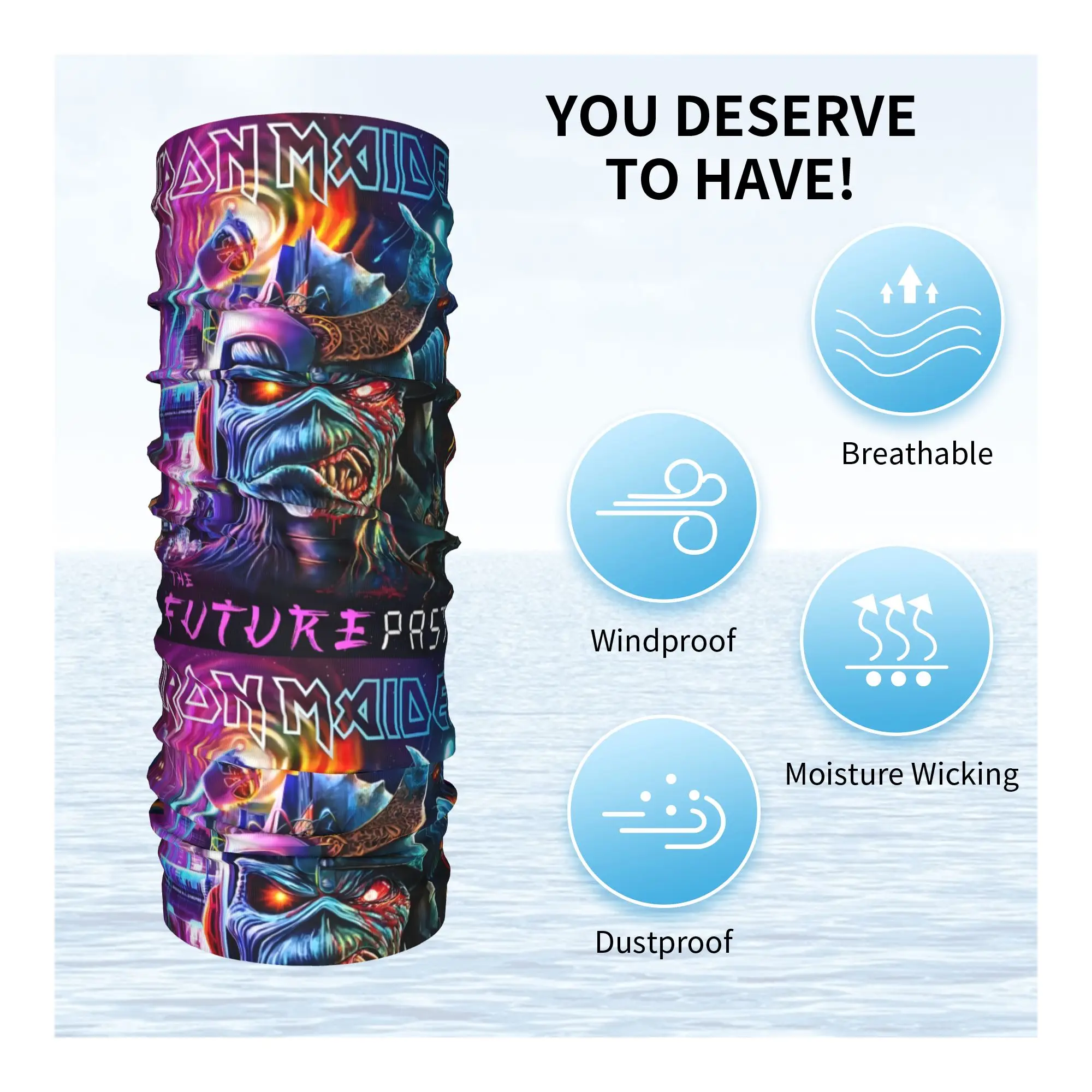 مخصص I-Irons M-Maidens باندانا الشتاء الرقبة أدفأ الرجال يندبروف التفاف الوجه وشاح كارتون الهيكل العظمي القوطية روك الجراب عقال