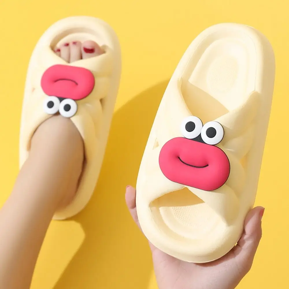 Proste, miękkie kapcie na platformie, zabawne antypoślizgowe kapcie z ustami, damskie buty, codzienne klapki, sandały do łazienki.