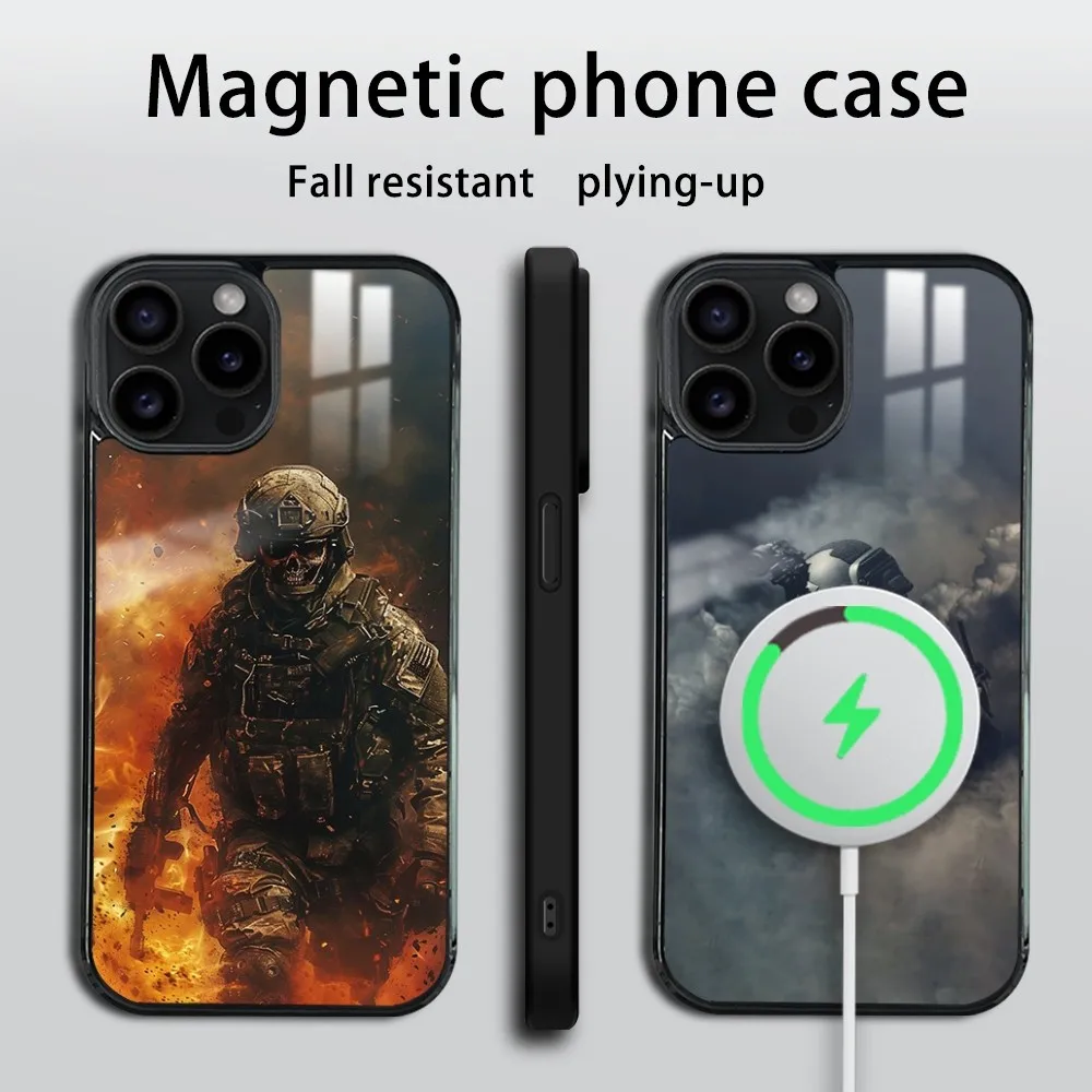 Military Army Special Forces Phone Case For iPhone 16 15 14 13 12 11 Pro Max Plus Mini Mirror Wireless magnetic case