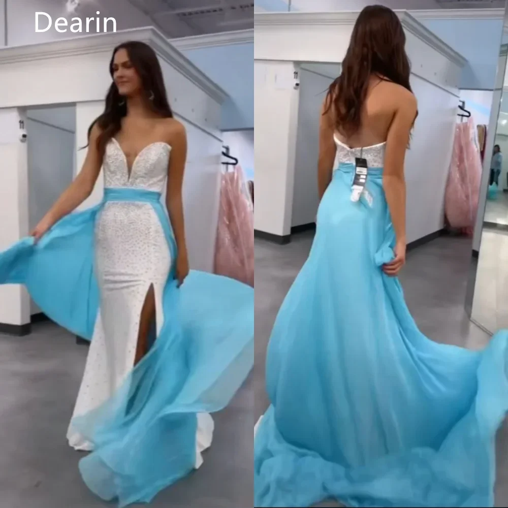 

Formal Gown Evening Saudi Arabia Dearin Sweetheart Column Floor Length Skirts Tulle Bespoke Occasion Dresses Prom Dress