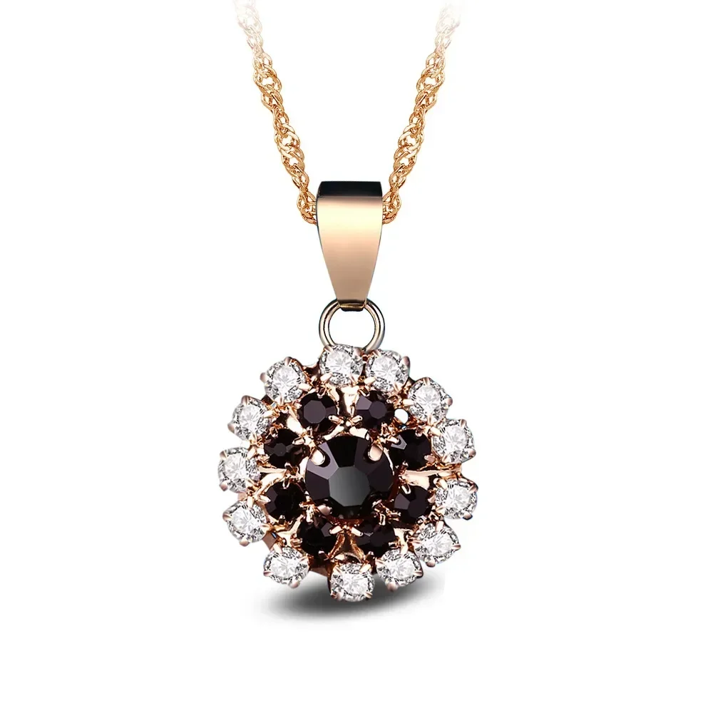 New Luxury brand Fashion Jewelry Crystal from Austrian Mona Lisa Colored Zircon Pendant Round Flower Woman Necklace