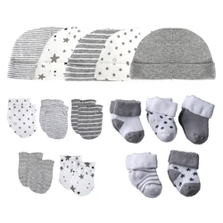 Cappello neonato + guanti + calzini Set per neonato e ragazza cotone autunno fotografia Casual puntelli copricapo morbido berretto da notte infantile moda invernale