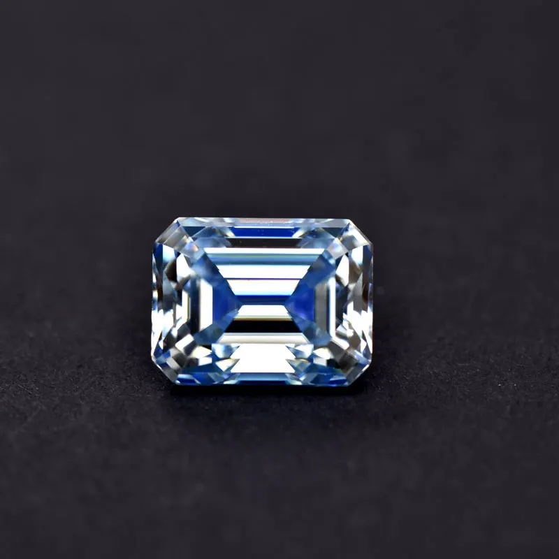 Moissanit-Stein VVS1 Smaragdschliff Eisblau Farb-Zertifizierter Synthetischer Edelstein – Detail 3