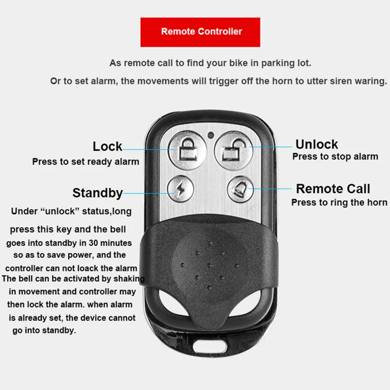 Cycling mountain bike bell, radio horn, remote control anti-theft alarm - view 2