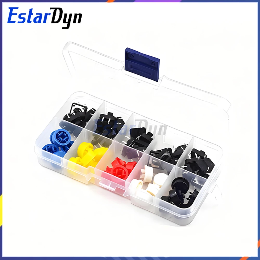 25PCS Tactile Push Button Switch Kit, 12x12mm Momentary Micro Switch with Assorted Color Caps for Arduino Raspberry Pi DIY