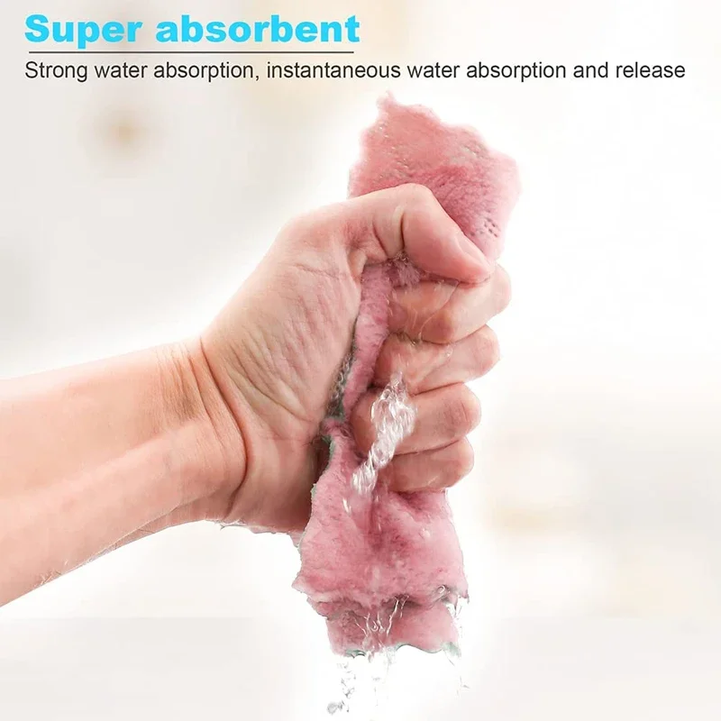 10/1Pcs Double-layer Microfiber Towel Absorbent Kitchen Cleaning Cloth Tableware Dish Wipe Rags Non Stick Oil Rags Scouring Pad