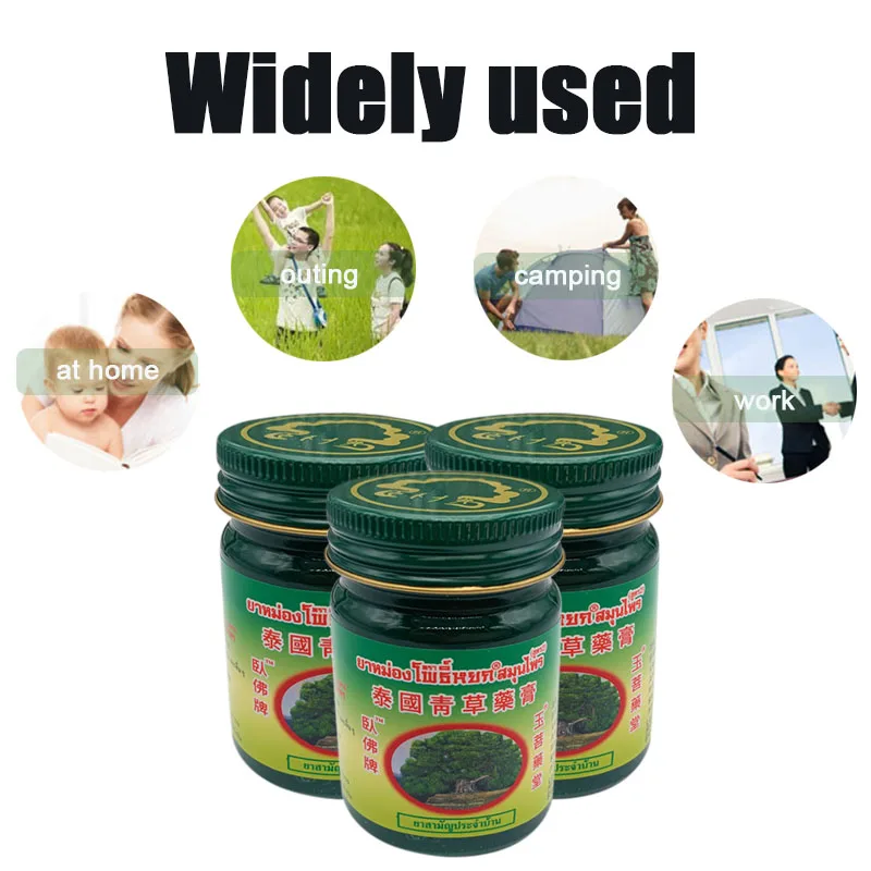 100% Original Thailand Green Herbal Ointment Mint Cool Cream For Headache Toothache Dizziness Pain Relief Balm Medical Plaster