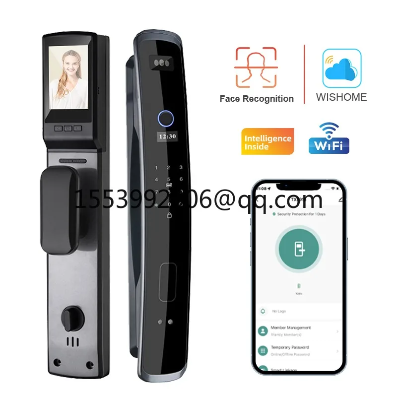 

Manufacturer Price Fully Automatic Digital Lock Wifi Camera 3D Face Recognition Biometric Fingerprint Smart Door Lock