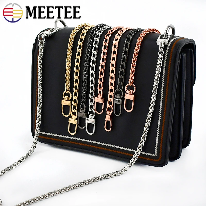 Meetee 100/120cm Metal Purse Chains Bags Strap Replacement Shoulder Crossbody Bag Straps Wallet Handle DIY Handbags Hardware