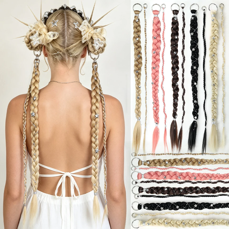 Synthetic 24 inch Looped Woven Ponytail With Star Accessories Suitable for Women's Holiday outfits and Role-playing Wear