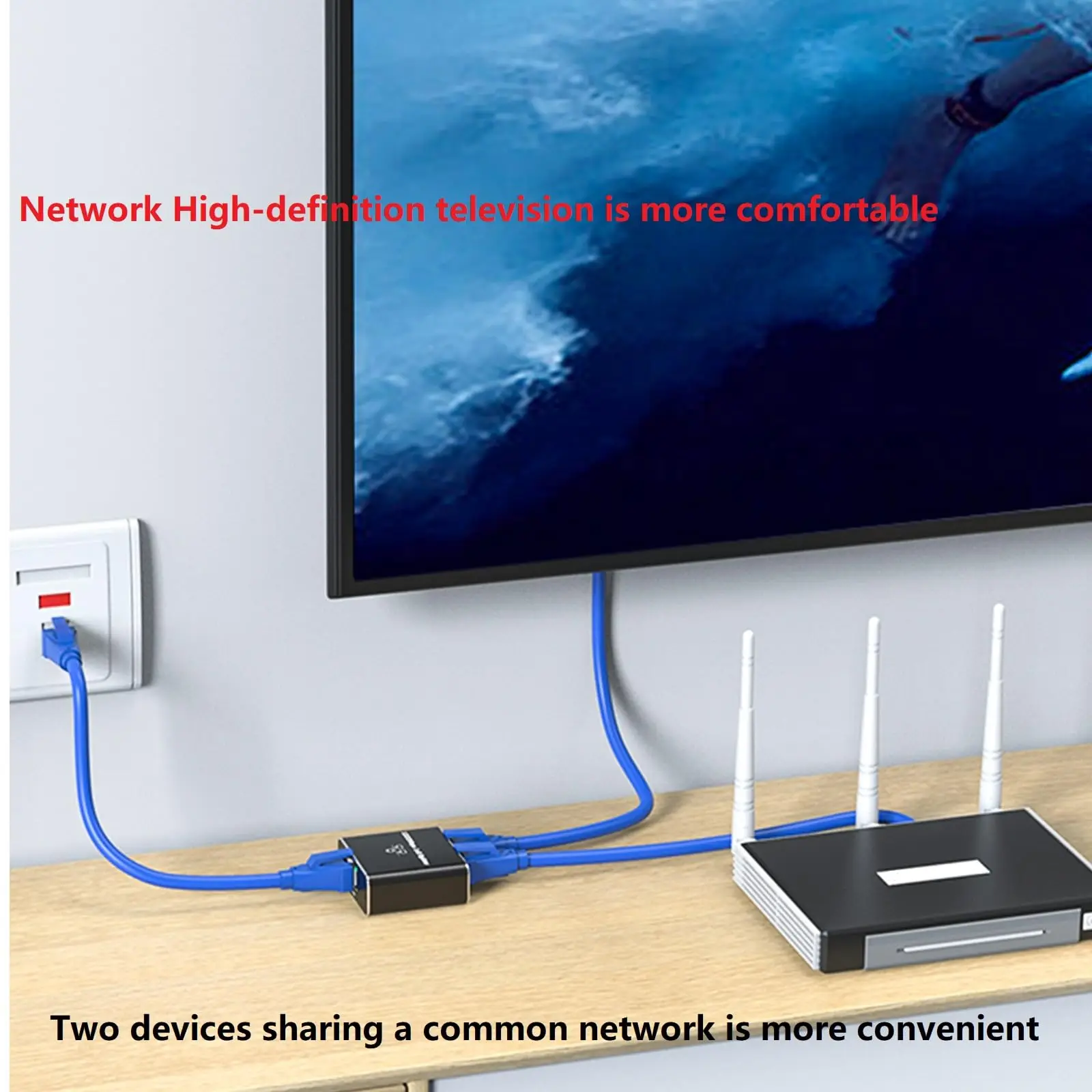 Ethernet Cable Splitter ,Split in 1&2,Female to Female Network Adapter RJ45, LAN Ethernet Socket Connector Adapter for Cat6/Cat7