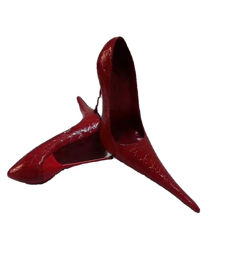FHC 17CM Metal High Heels,Women Pumps,Men Fetish Bed Cosplay Shoes.Extremely Pointy Toe,Stone Pattern,Slip On, Custom Colors