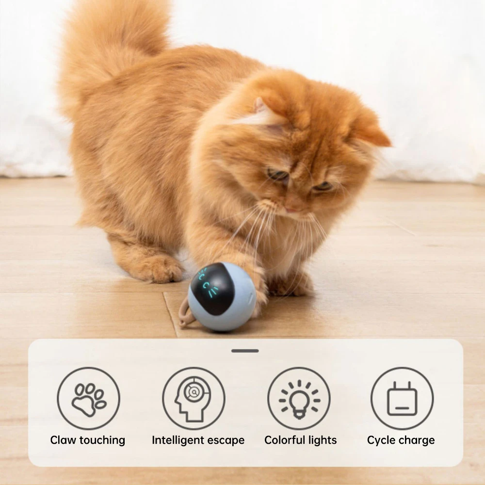 Smart Automatic Cat Ball Toys LED Self Rotating Pet Toy USB Rechargeable Dog Kitten Indoor Interactive Exercise Accessories