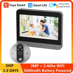 3MP Smart Tuya Deur Kijkgaatje WiFi 2.4G 5000mAh Magic Eye Deur Camera Infrarood Alexa Google Video Intercom draadloze deurbel