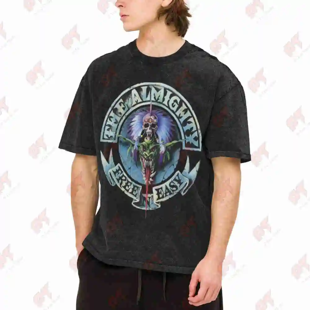 The Almighty Free N Easy Hard Heavy Band Vintage Washed Tee Pure Cotton T-Shirt