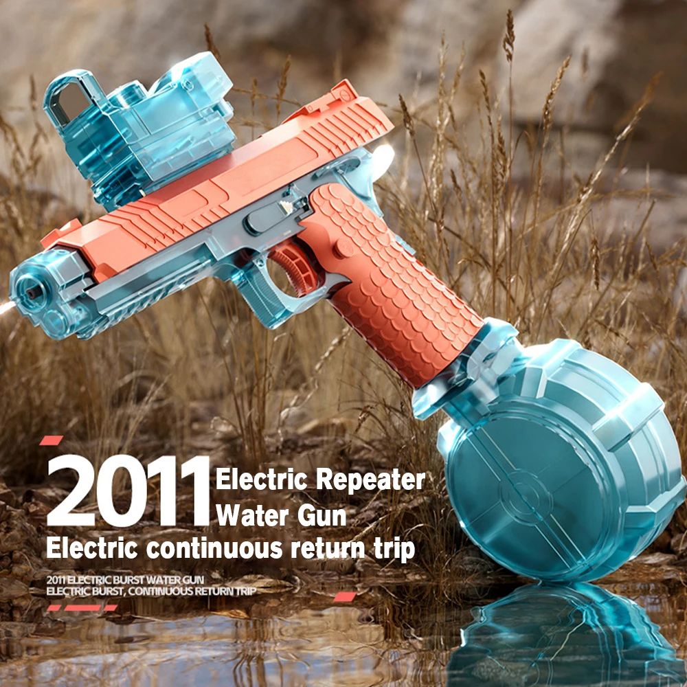 2024 Electric Water Gun With Light Flashing Pistol Summer Outdoor Pool Water Gun Continuous Firing Water Fights for Adults Kids