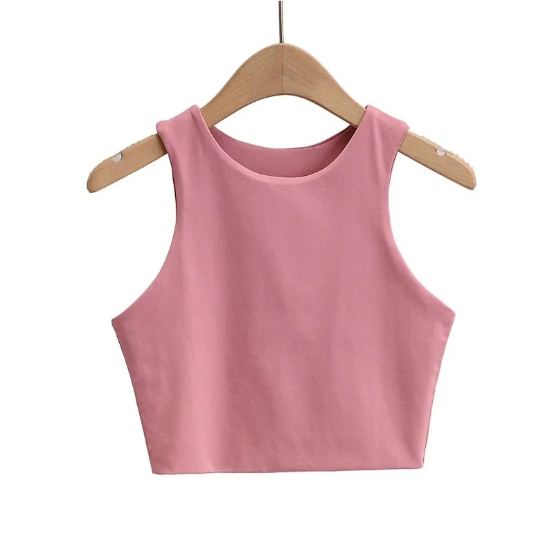 Women's Sleeveless Double Nylon Tank Tops, Sexy Slim Tops, O-neck, 6 Colors, Good Quality, Summer Fashion