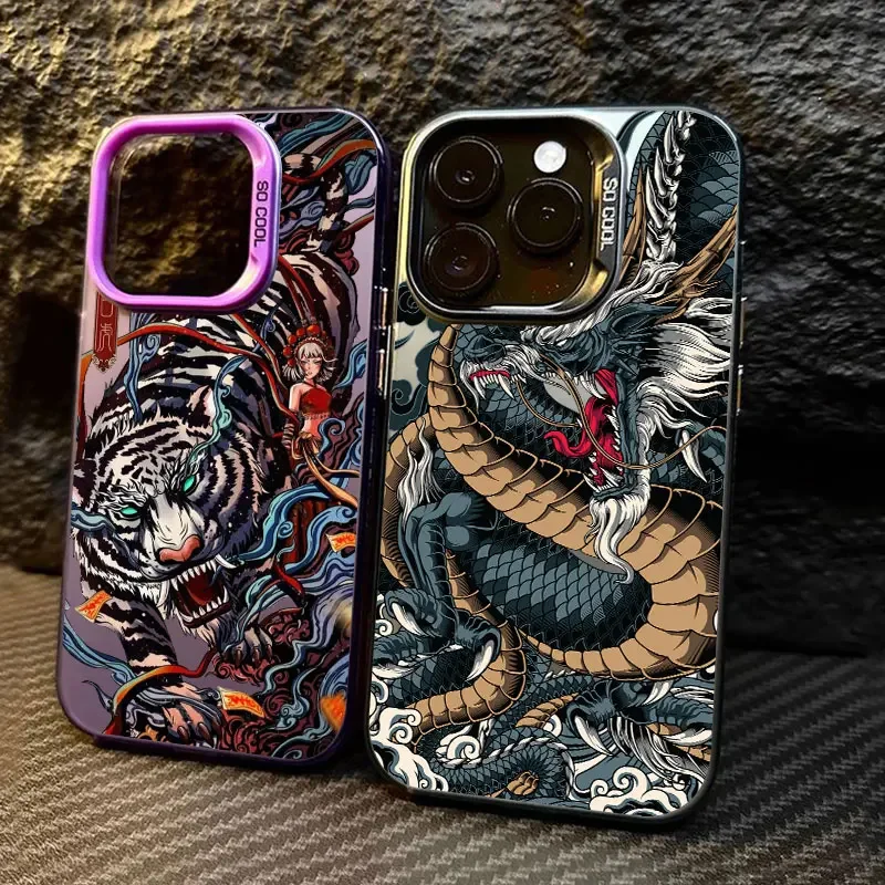 

Fashionable Tiger Dragon Phoenix Pattern Phoenix Case for iPhone 16 15 14 13 12 11 Pro/ Max/Plus Shockproof Back Cover
