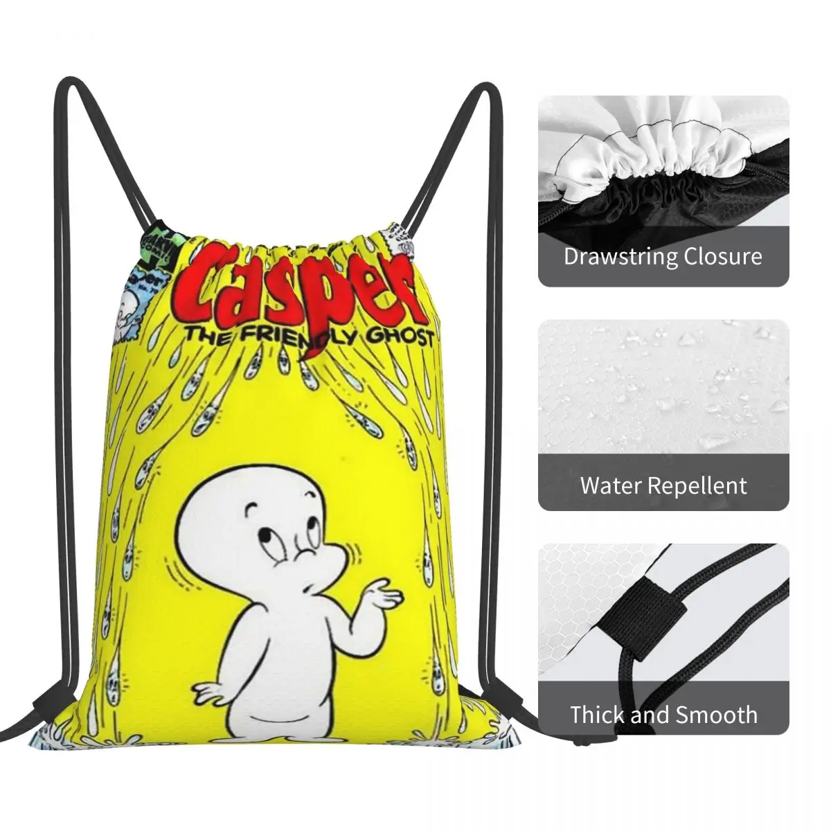 The Friendly Ghost Casper Backpacks Casual Drawstring Bags Sports Bag Book Bags For Travel Students