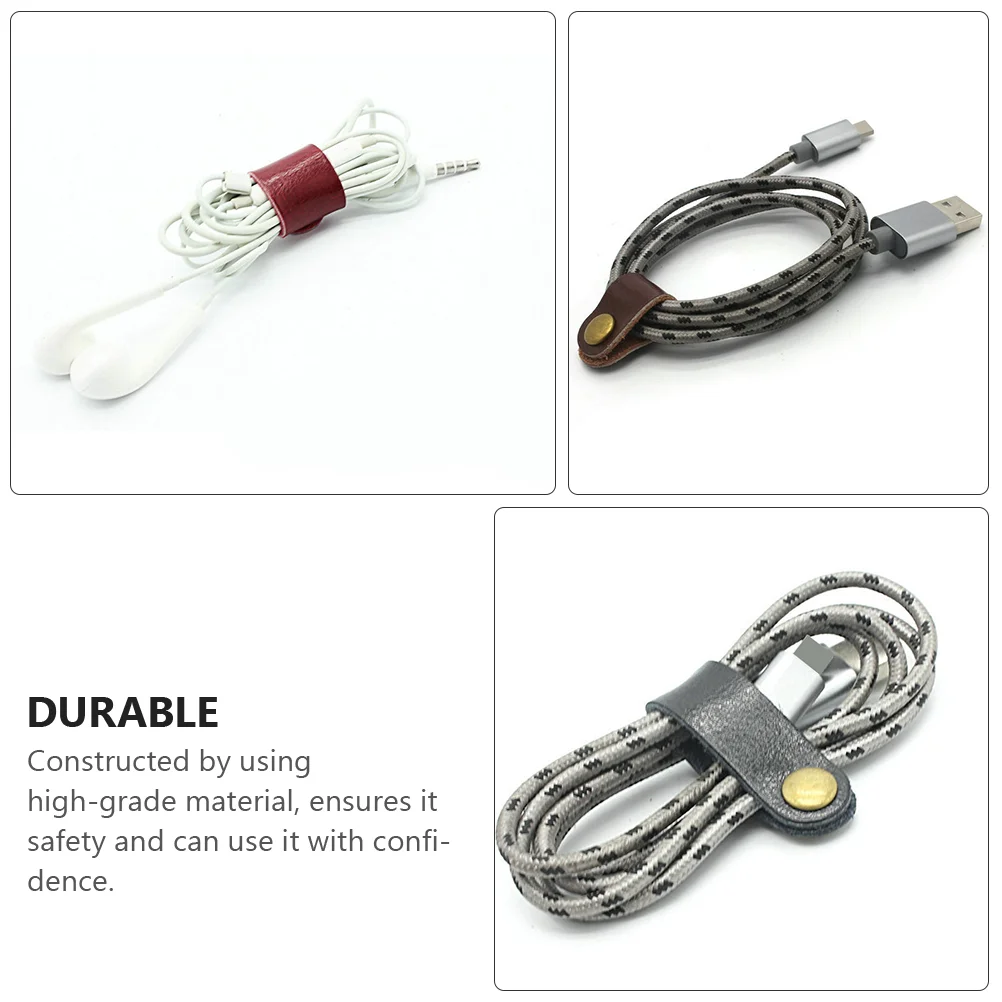 15 Pcs Wire Container Headsets Fixing Clips Cable Cord Organizer Tie Keeper Cowhide Anti-winding Earphone Organizers