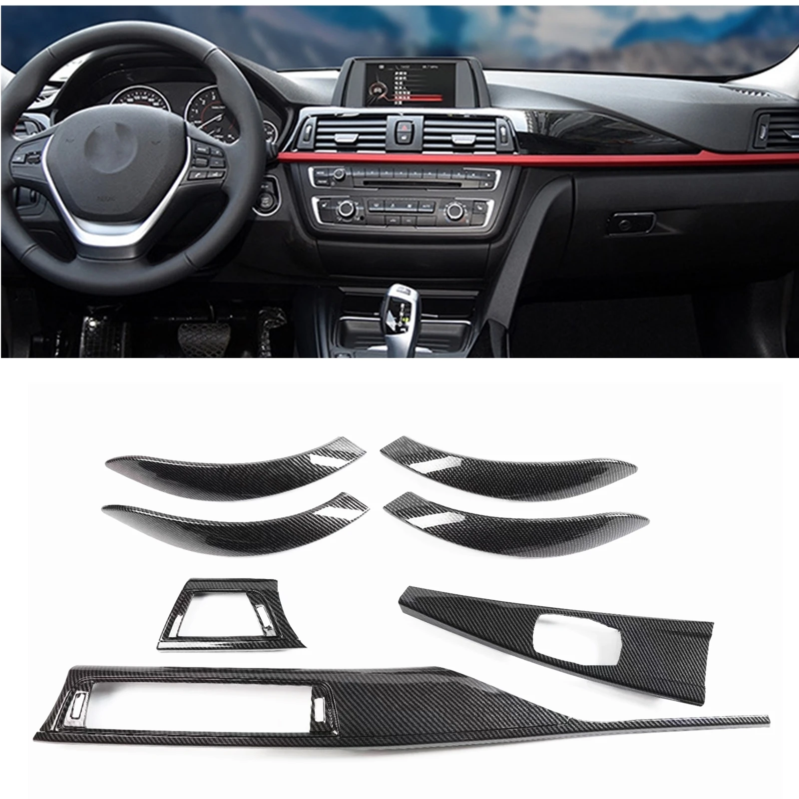 

Car Interior Center Console Decor Interior Trim Cover Sticker Panel For BMW 3 Series 4 Series F30 F31 F34 F36 M Sport 2012-2018