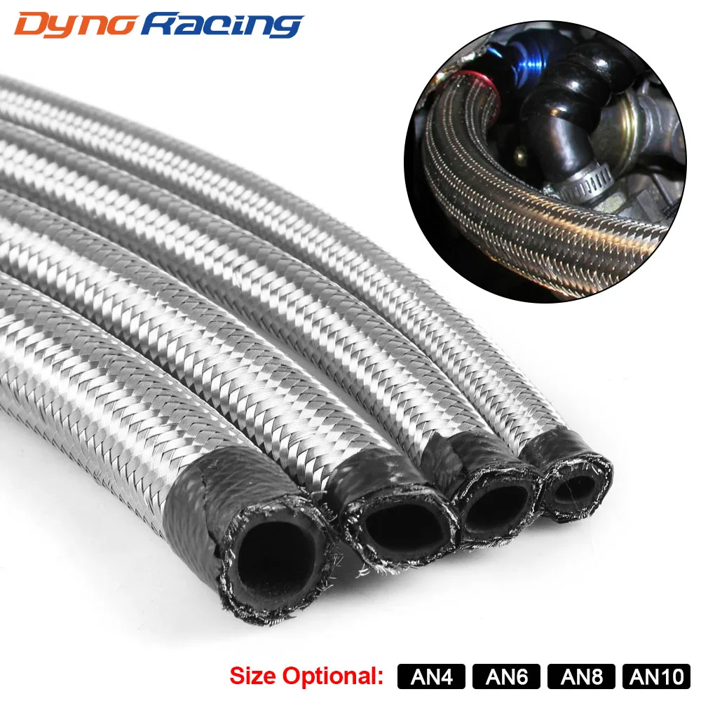 AN4 AN6 AN8 AN10 Braided Fuel Hose Stainless Steel Oil Gasoline Brake Line Oil Hose Sliver For Auto Motorcycle Petrol Tube Pipe