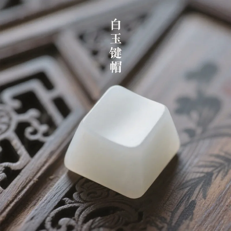 

Колпачки для клавиш из имитации белого нефрита, изготовленные на заказ из смолы, профиль OEM, с подсветкой, матовые, аксессуары для механических клавиатур