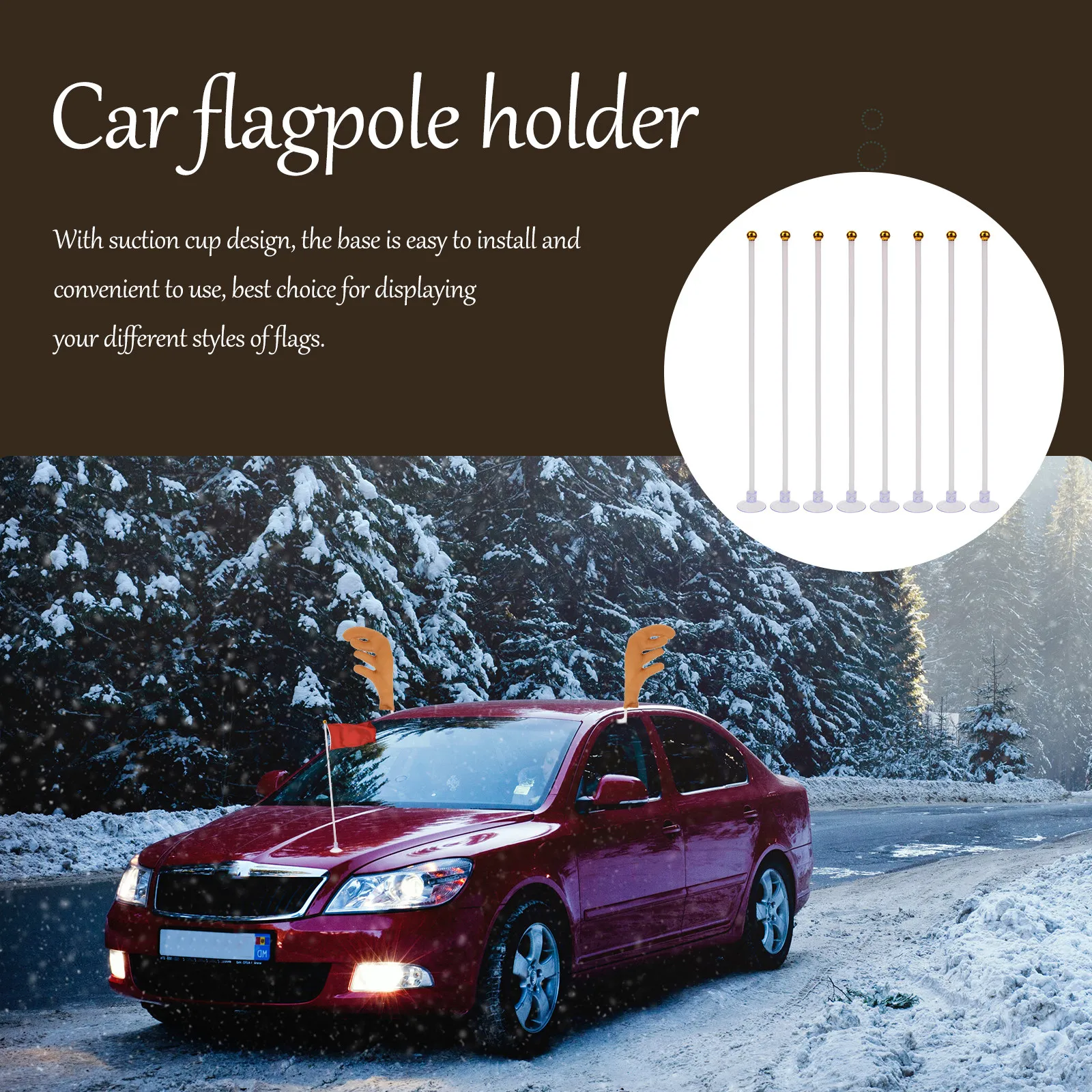 20Pcs Plastic Flag Pole Bracket Suction Mount Car Flagpole Holder Windproof Easy Install Remove for Auto Exterior Flag Display