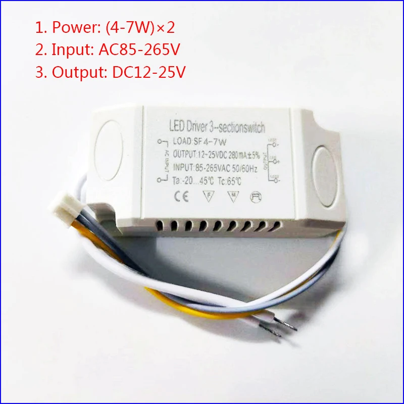 1pcs Isolation driver With 3Colors LED transformer (8-12W)×2 (36-50W)X2 AC Input 85-265V for dimmable color-changeable chandelie