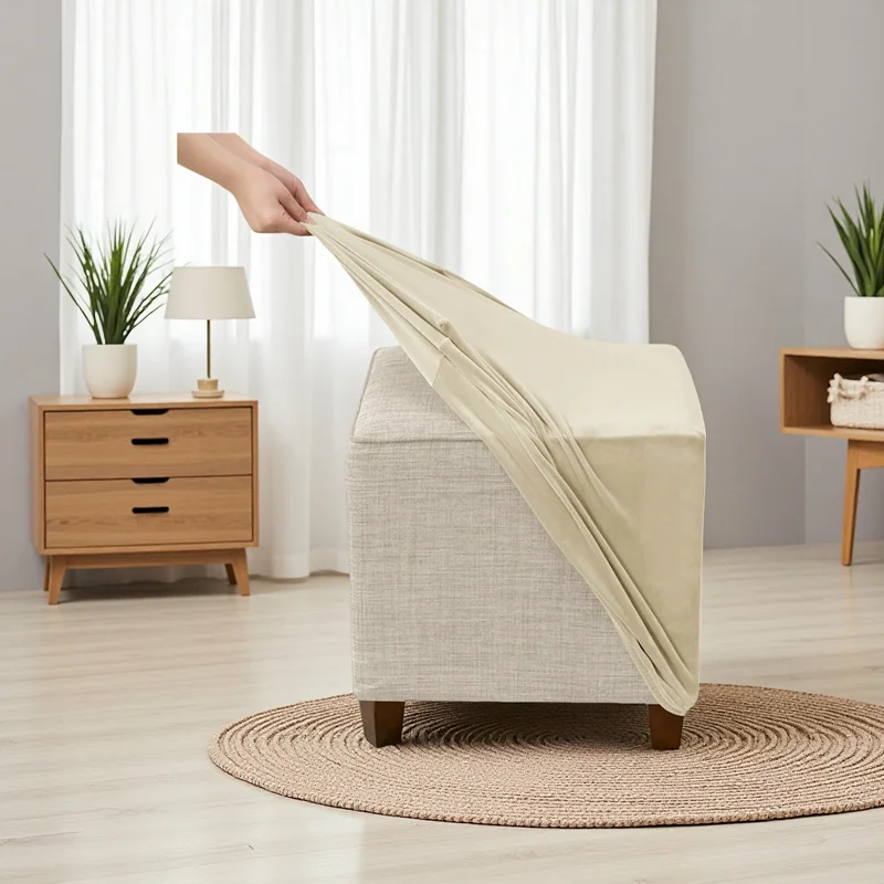 1 قطعة غطاء البراز العثماني المخملي الناعم تمتد مربع مسند القدمين يغطي غرفة المعيشة شامل مسند القدمين أغطية housse دي pouf #4