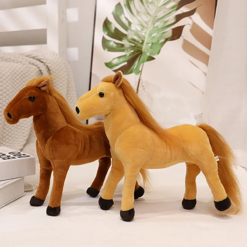 Cute Lifelike Horse Plush Toy Soft Stuffed Animals Steed Toys Doll Real-life 30cm White Horse Home Decor Kids Toy Birthday Gift