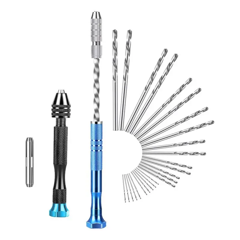 ABKS-Precision Pin Vise Hand Drill Set With 0.5-3.0Mm Micro Twist Drill Bits For Electronic Assembling, Model Making