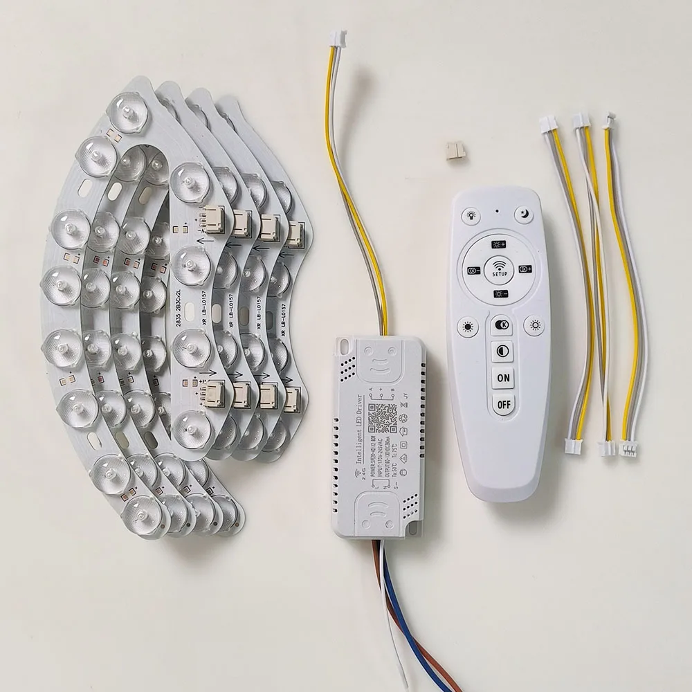 Led module light includes 2.4G remote control driver for replacement of room ceiling lights board dimmable and color-changeable