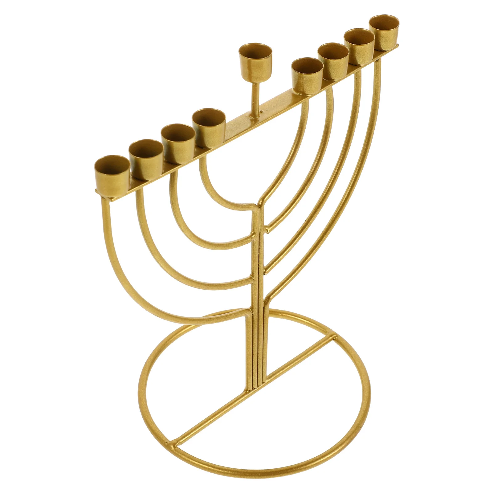 

Alloy 9-Branch Hanukkah Menorah Holder for Pillar Candles Tall Tabletop Candlestick Decor Religious Jewish Festival