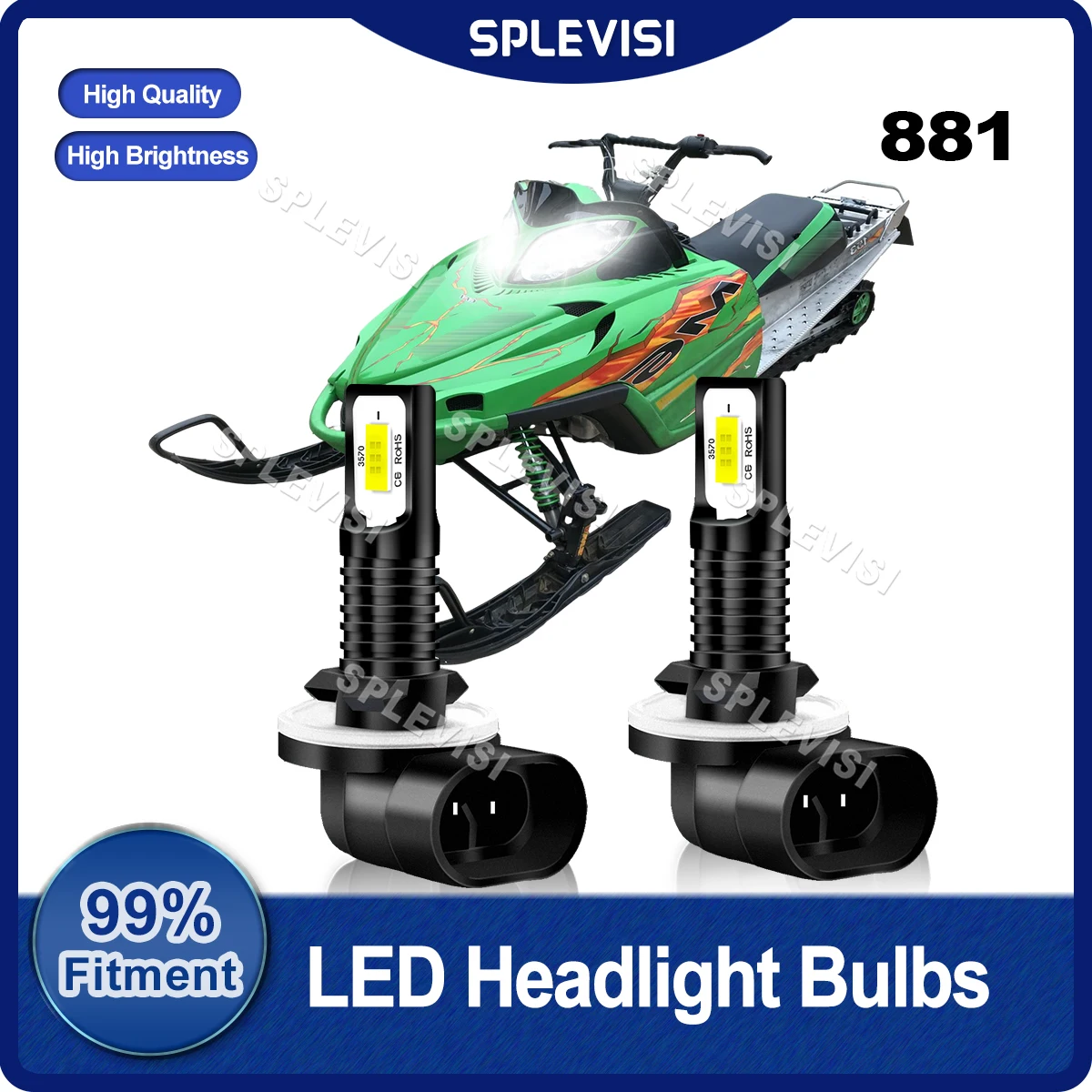 Plug And Play 881 LED Headlight 12V-24V CSP Chips For Arctic Cat M6 EFI 153in 2005,2007 2008 2009 For Arctic Cat M7 2005-2006