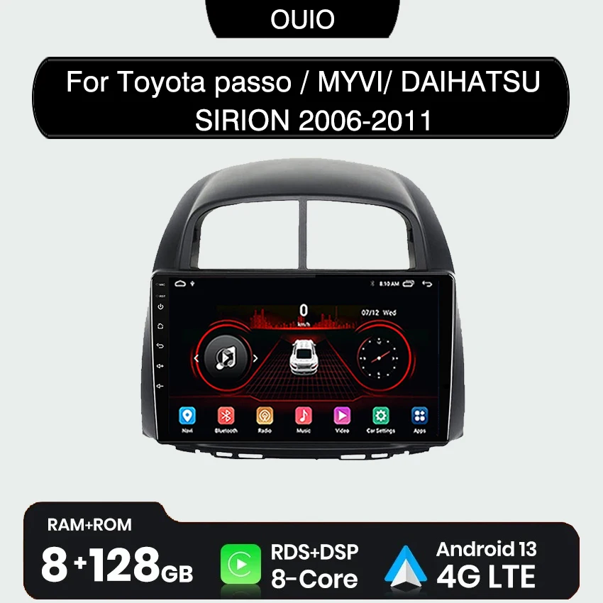 

Android 13 navigation Radio Carplay Auto For Toyota Passo Daihatsu Sirion Subaru Justy Perodua Myvi 2005- 2011 Car video Player