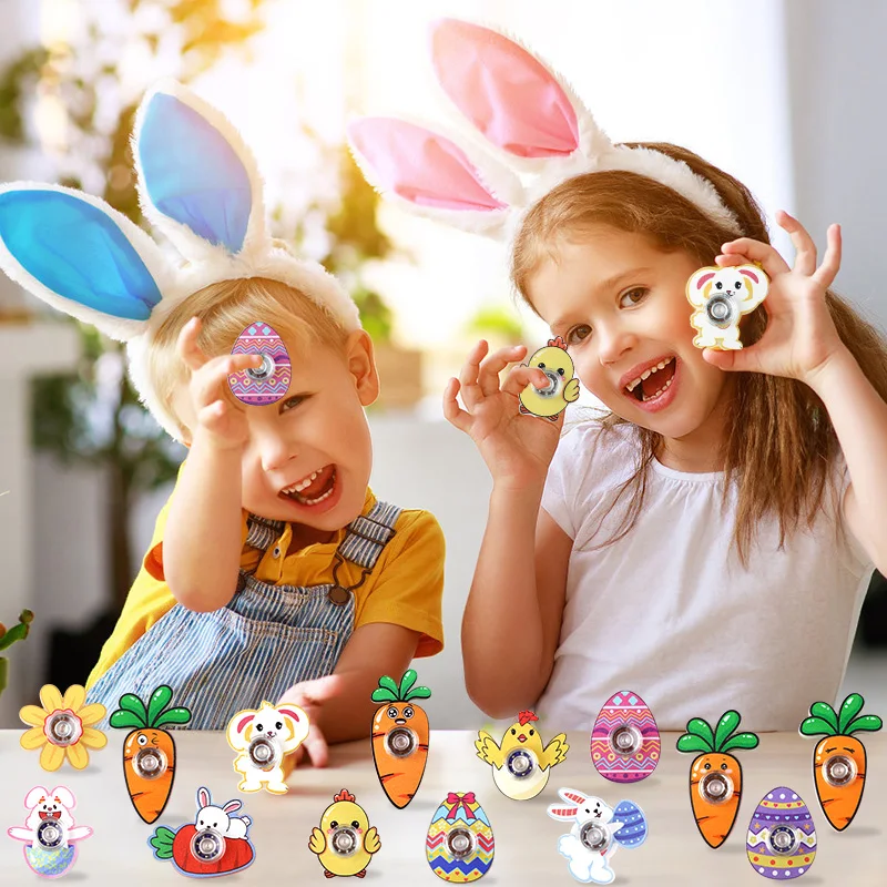 

10Pcs Mini Bunny Egg Fidget Spinner Fingertip Top Cartoon Rabbit Carrot Gifts Kid Birthday Party Favors Goodie Bag Carnival Gift