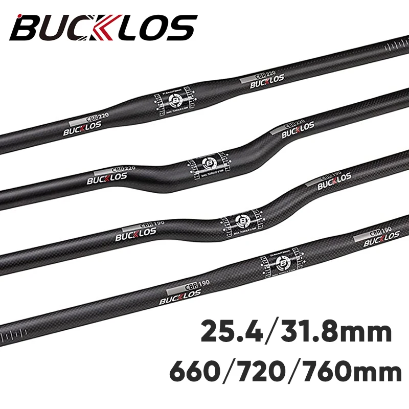 BUCKLOS Ultralight Carbon Fiber Handlebar 31.8/25.4mm Carbon Bike Handlebar 660 720 760mm Riser Flat Handle Bar Bicycle Parts