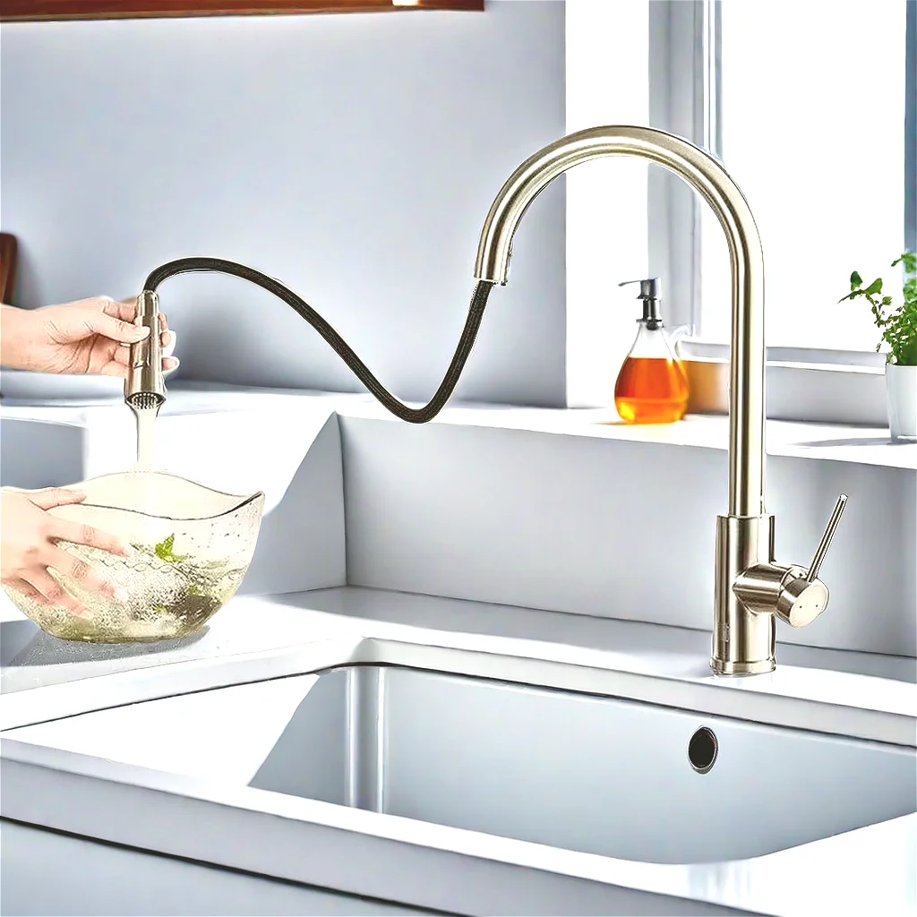 Kitchen Faucets Faucet Mixer Tap Single Handle Dual Outlet Water Modes Flexible Pull Out Hot Cold Water Mixer Tap faucet basin