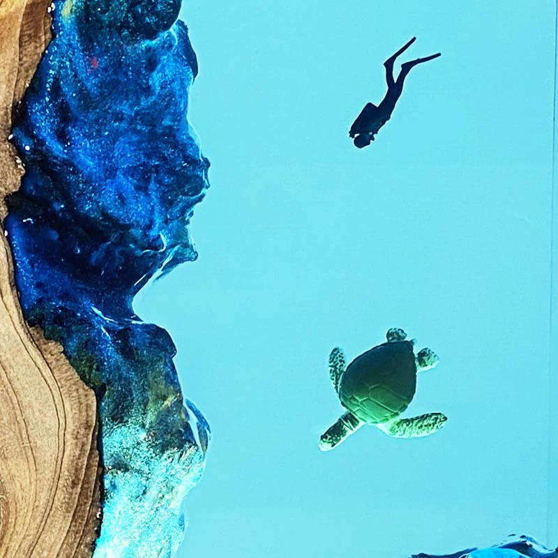 바다 거북 추적 테마 수지 빛 크리 에이 티브 예술적 아름다운 밤 빛 공예 장식 USB 테이블 램프