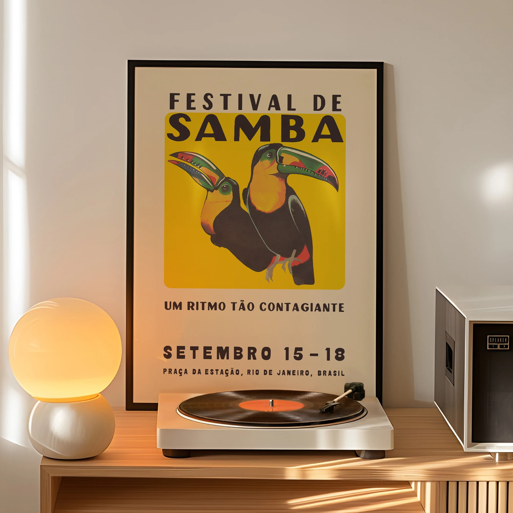 Vintage Mid Century Toucan Samba Festival Wandkunstdruck, Leinwandgemälde, Poster, Bild für Wohnzimmer, Schlafzimmer, Heimdekoration
